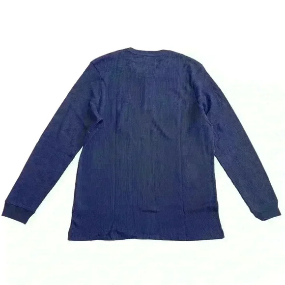 Club Room Men's Thermal Henley Shirt Navy Blue Size M Crewneck three button - Picture 7 of 9